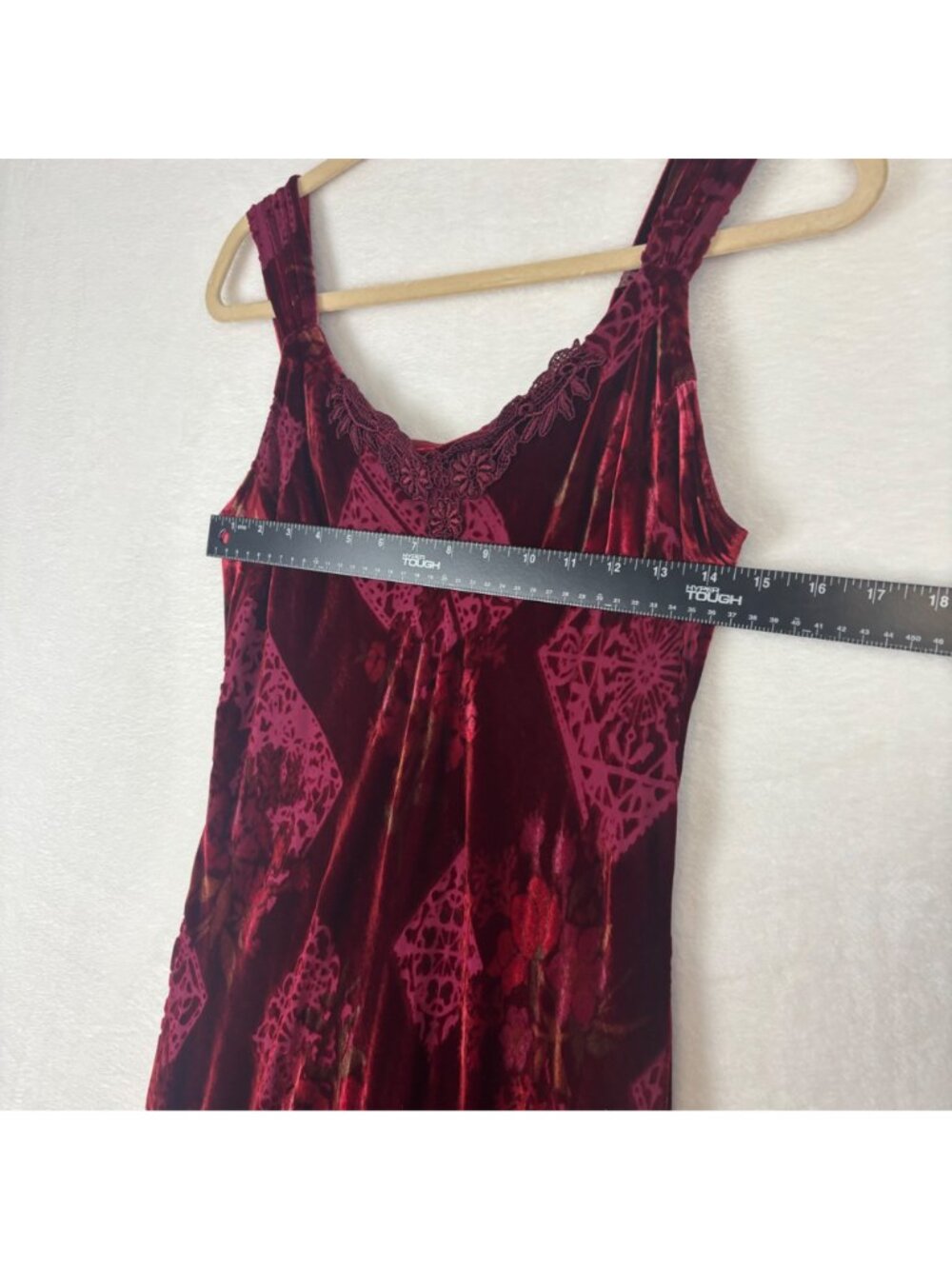 Jonathan Martin Studio 12 Velvet Sleeveless Burgundy Floral Dress Whimsigoth Y2K - Picture 7 of 14